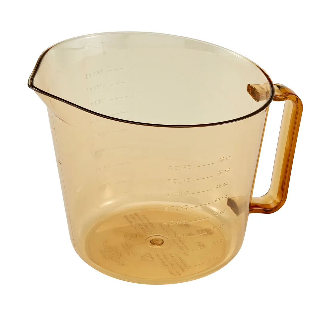 Cambro 200MCH150 2‑Qt (64 oz) Amber Plastic Measuring Cup, -40°F‑375°F, Microwave Safe, BPA‑Free