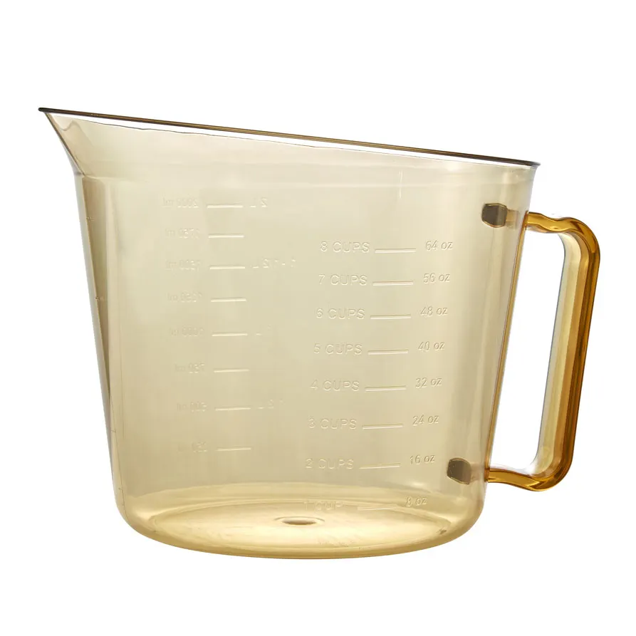 Cambro 200MCH150 2‑Qt (64 oz) Amber Plastic Measuring Cup, -40°F‑375°F, Microwave Safe, BPA‑Free