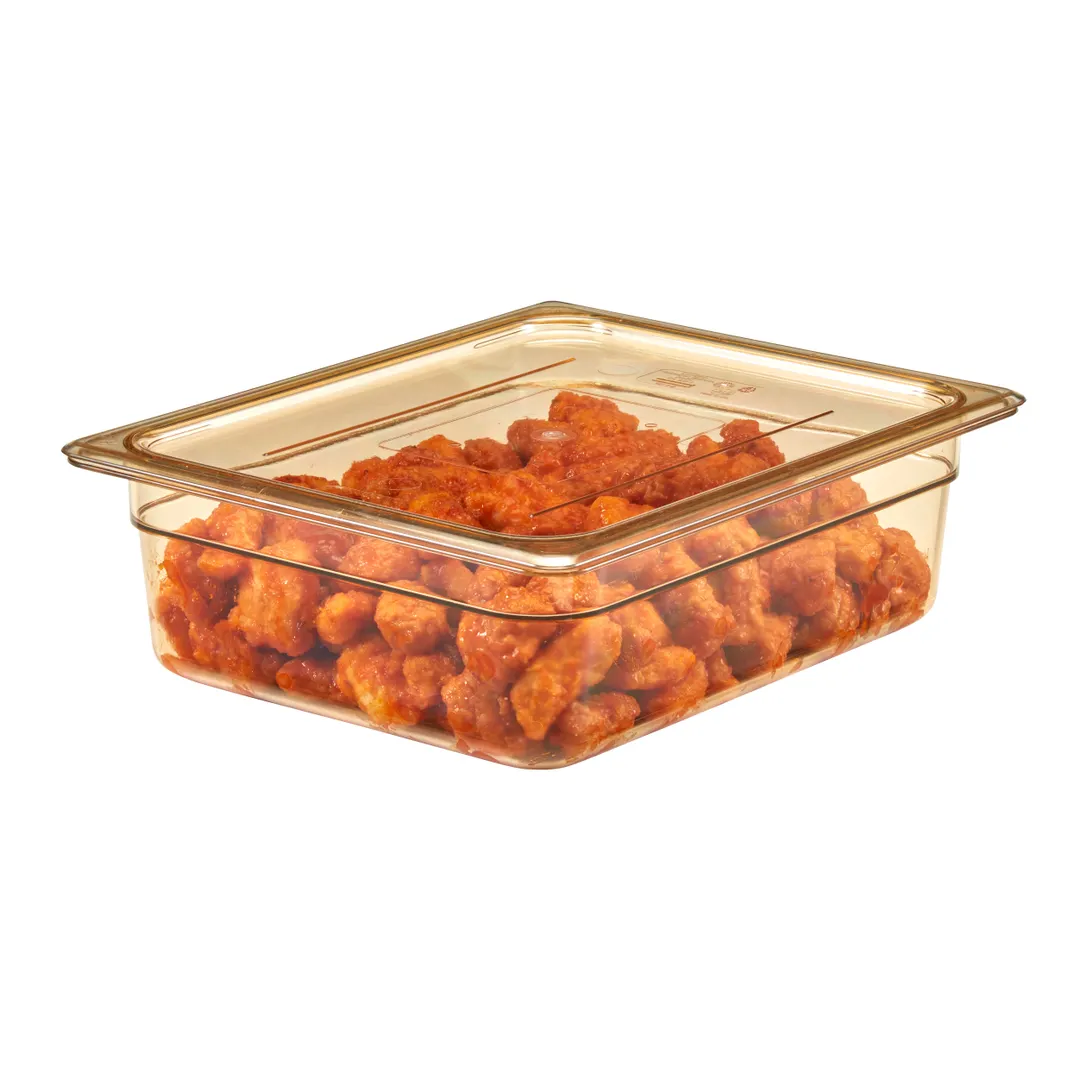 Cambro 20HPC150 H‑Pan Cover – 1/2‑Size Amber Plastic Lid, HighHeat, NSF, Won’t Bend/Dent