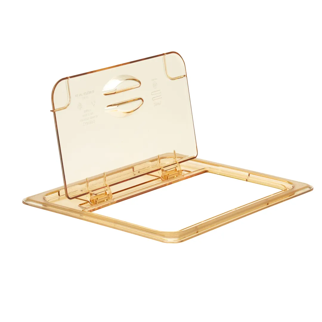 Cambro 20HPL150 FlipLid 1/2‑Size Amber Plastic Pan Cover, Hinged, -40°F to 300°F, NSF