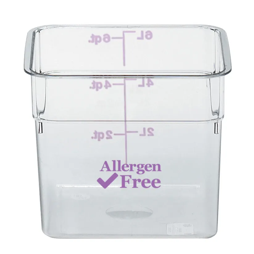 Cambro 22SFSCW441 CamSquare 22‑qt Poly Container, Purple Logo, 11.25×12.25×15.75 in