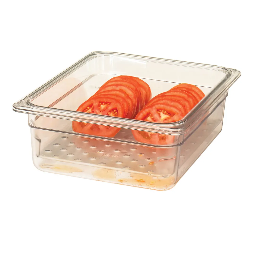 Cambro 23CLRCW135 Clear PC Colander, 10-7/16" x 12-3/4" x 3" Deep, Fits 1/2‑Size Food Pans, NSF