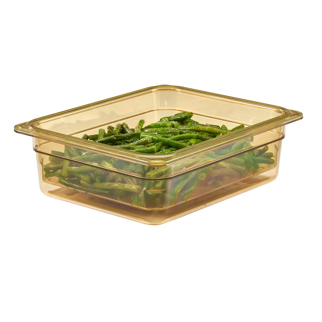 Cambro 23CLRHP150 H‑Pan Colander, 3" Amber Plastic, Fits 1/2‑Size Pans, NSF, -40°F to 300°F, US