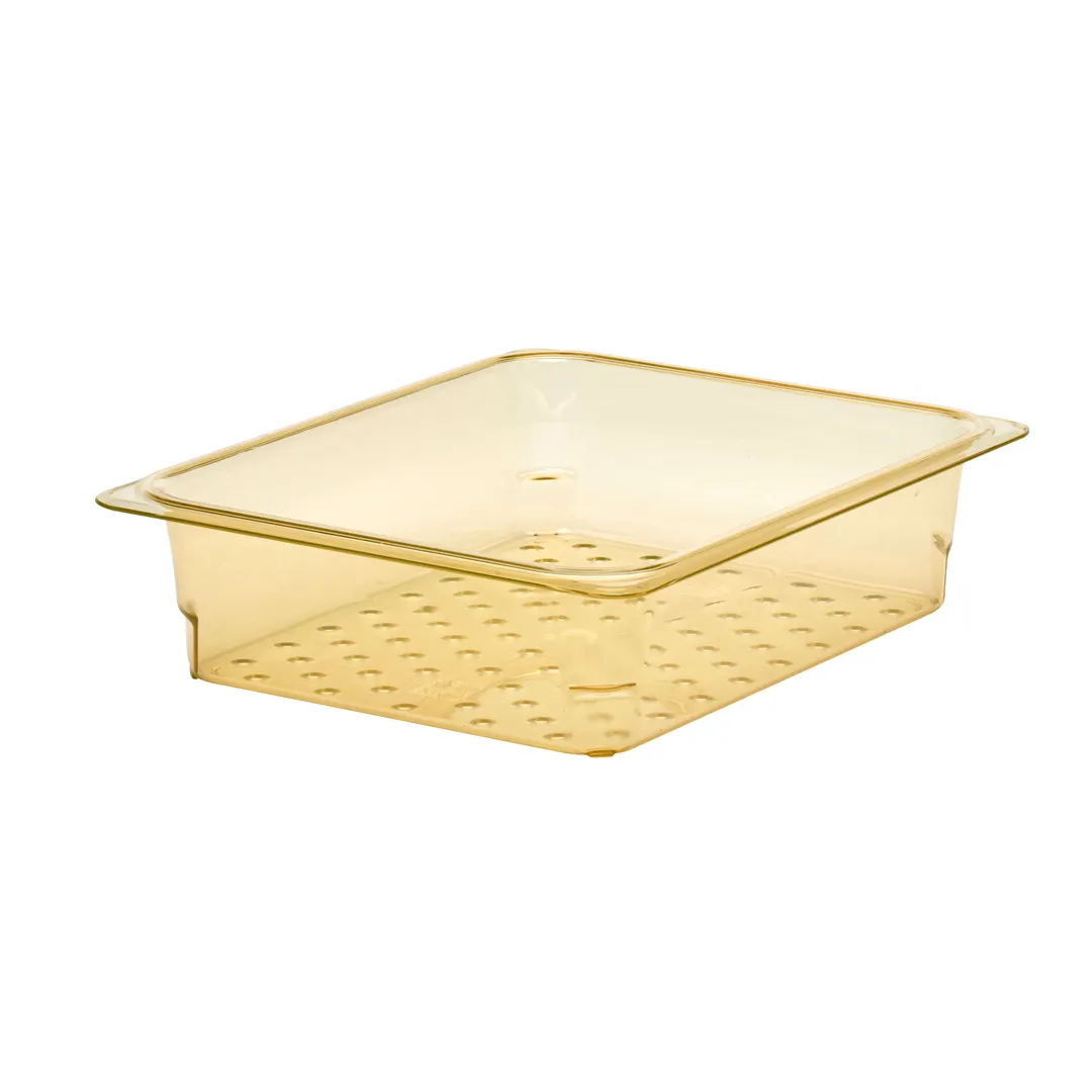 Cambro 23CLRHP150 H‑Pan Colander, 3" Amber Plastic, Fits 1/2‑Size Pans, NSF, -40°F to 300°F, US