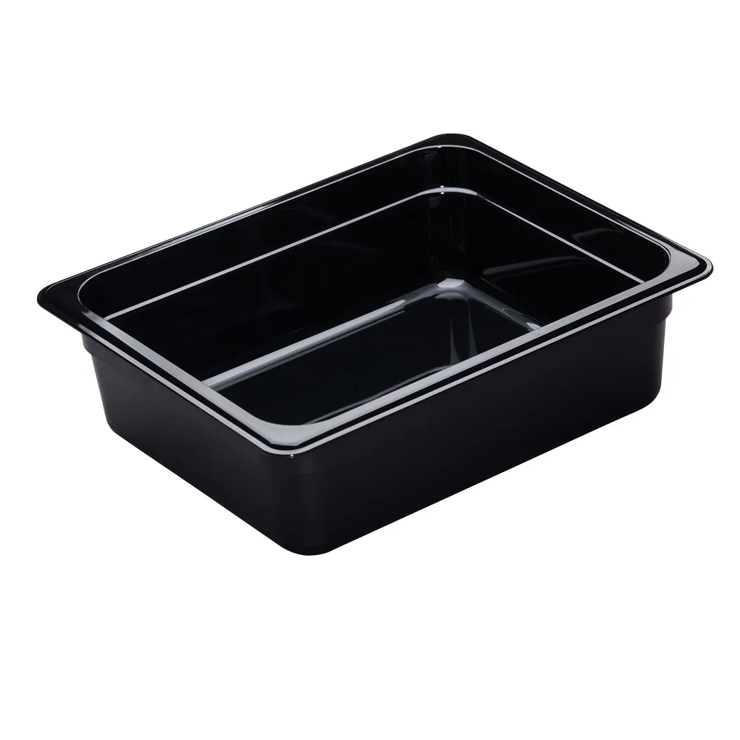 Cambro 24HP110 H-Pan 1/2-Size 4" Black Plastic Nonstick, -40°F to 375°F, NSF