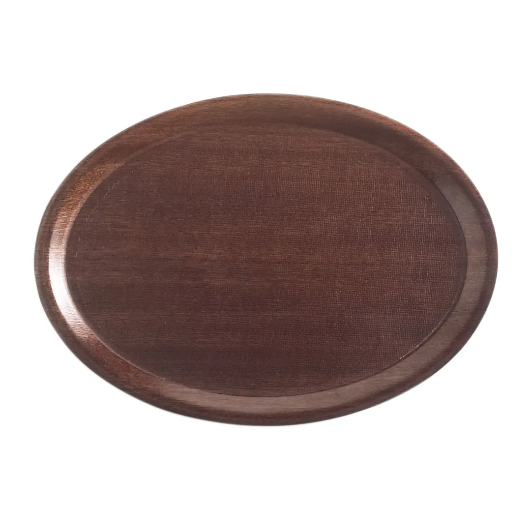 Cambro 2500308 Camtray Oval Tray, 19‑1/4" x 24" Fiberglass, Burma Teak, NSF, Dishwasher Safe