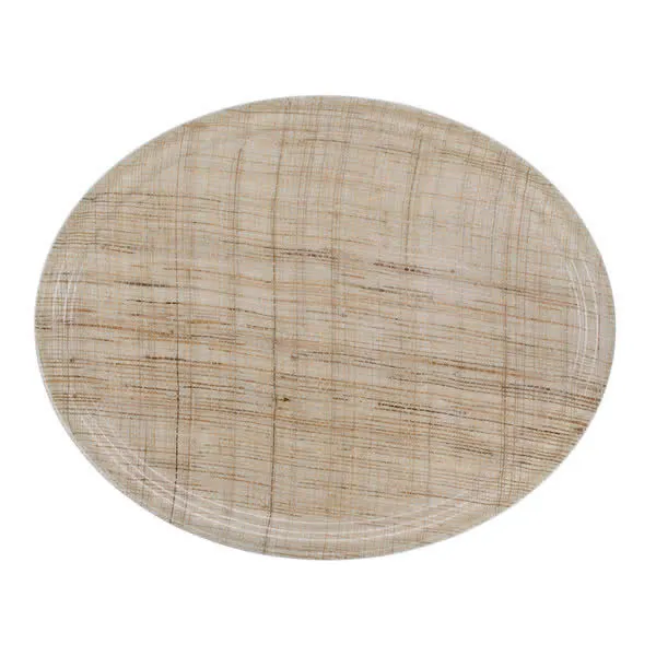 Cambro 2700204 Oval Tray, 22" x 26-7/8" Fiberglass, Wood Design, Rattan, NSF, Dishwasher Safe