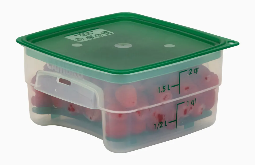Cambro 2SFSPROPP190 CamSquare FreshPro 2‑qt Container, 7.5" x 7.5" x 3.9", Green PP, NSF, No Lid