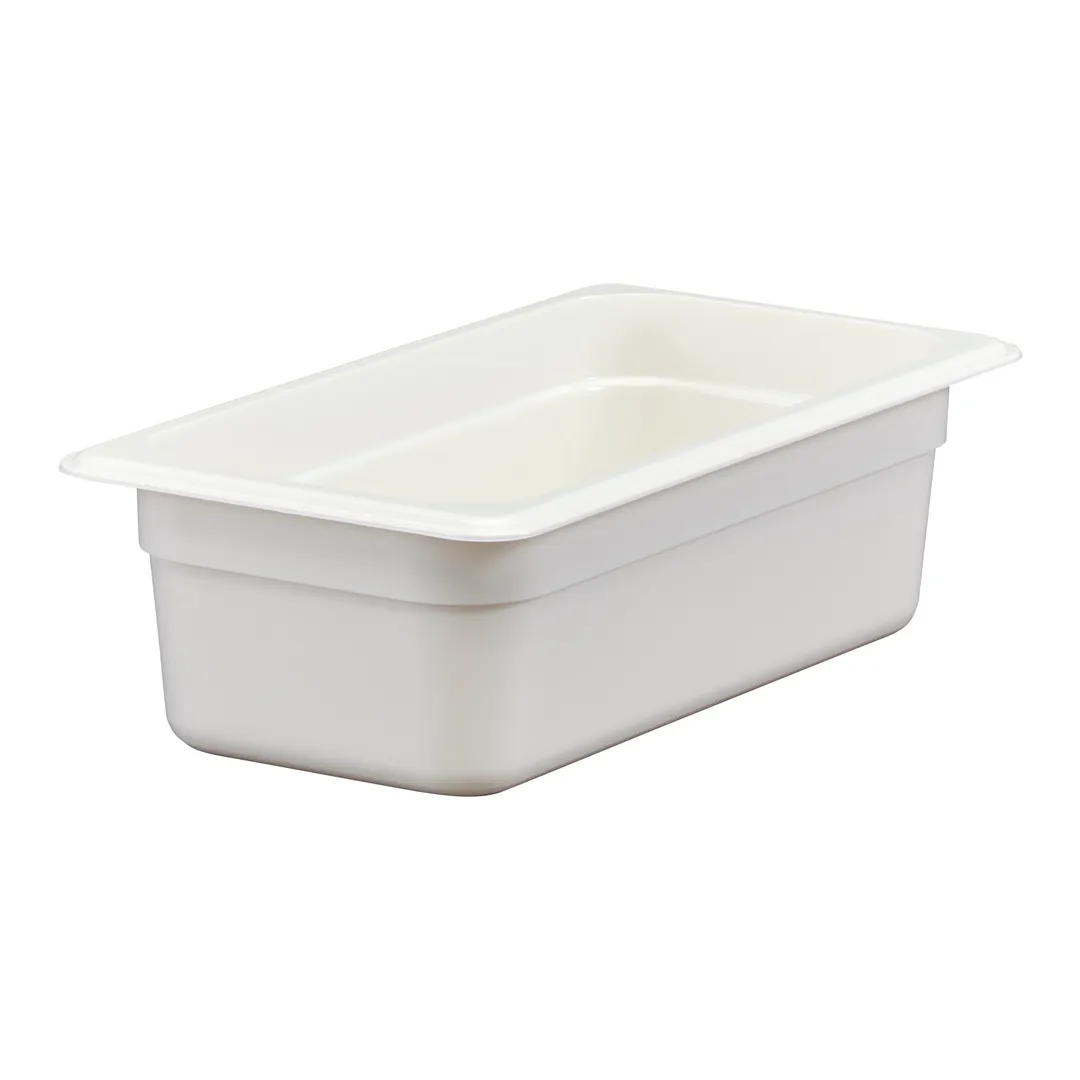 Cambro 34CW148 - 1/3 Size 3.8 Qt Polycarbonate Food Pan, 4" Deep, White, NSF
