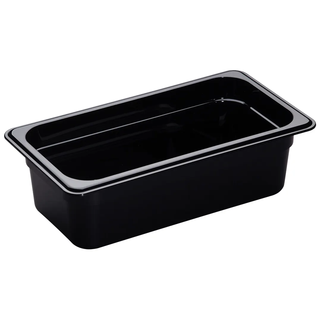Cambro 34HP110 H‑Pan Food Pan – 1/3 Size, 4" Deep, Black Plastic, -40°F to 375°F, NSF