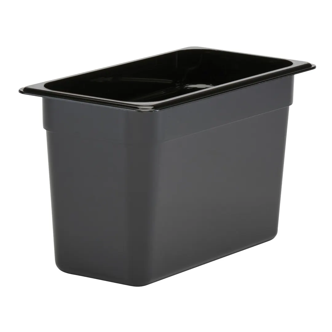 Cambro 38CW110 - 1/3 Size 7.3 Qt Polycarbonate Food Pan, 8" Deep, Black, NSF