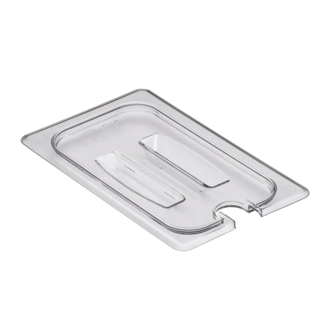 Cambro 40CWCHN135 1/4‑Size Clear Polycarbonate Pan Lid with Handled Spoon‑Notch, NSF