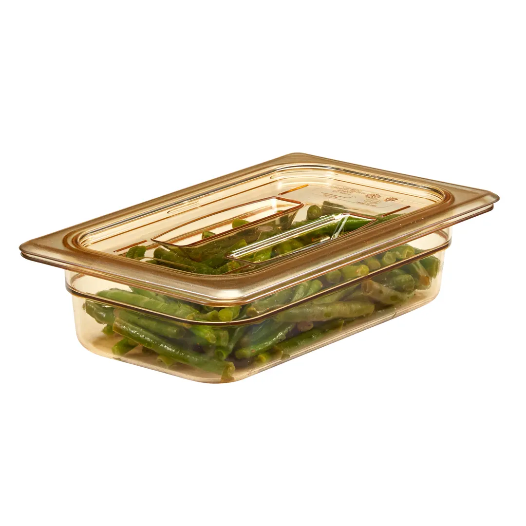 Cambro 40HPCH150 1/4‑Size Plastic Pan Cover, Amber Handled Lid, -40°F to 300°F, NSF