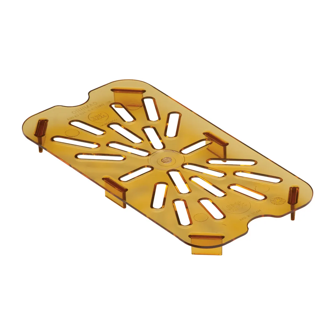 Cambro 40HPD150 H‑Pan Drain Shelf, 1/4‑Size Amber Poly Pan, -40°F to 300°F, NSF