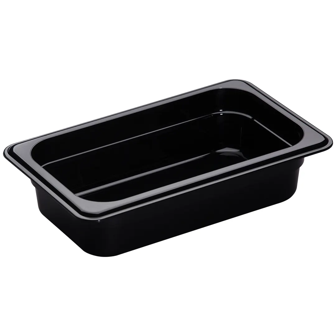 Cambro 42HP110 H‑Pan Food Pan, 1/4 Size, 2½" Deep, Black Plastic, -40°F to 375°F, NSF