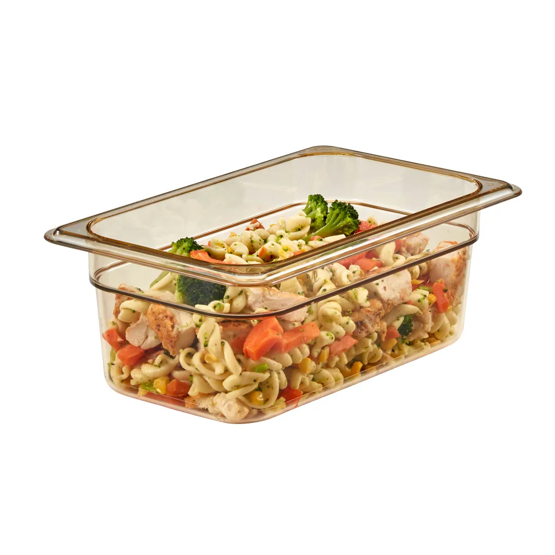 Cambro 44HP150 - H-Pan 1/4 Amber Pan, 4" Deep, -40°F to 375°F Hi-Temp, NSF