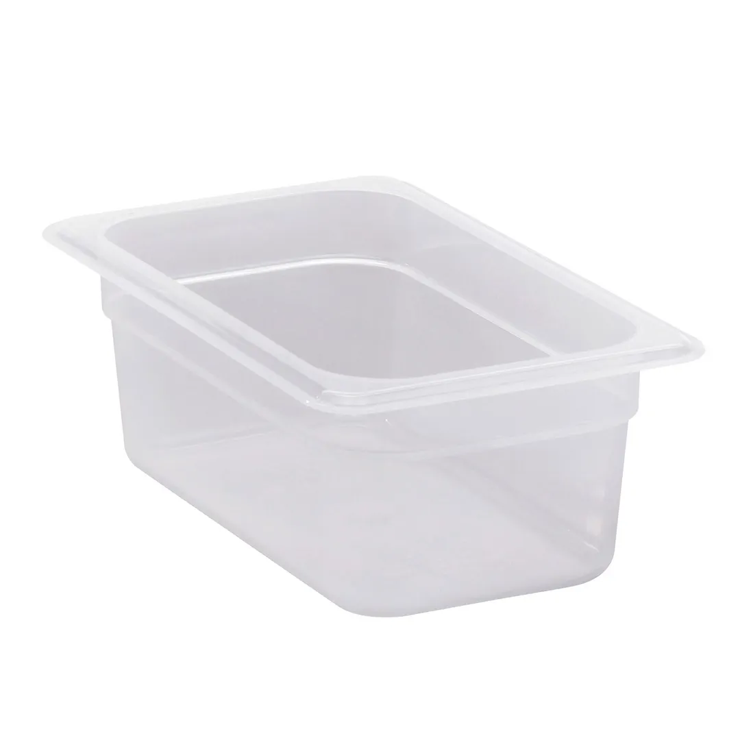 Cambro 44PP190 - 1/4-Size 4" Deep Translucent Polypropylene Food Pan, NSF, Storage Tray