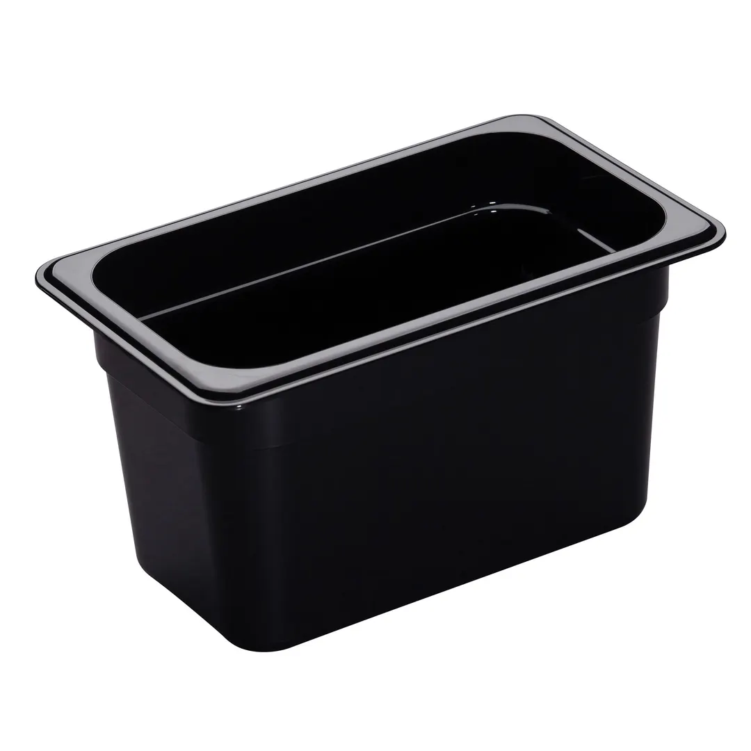 Cambro 46HP110 Pan, 1/4‑Size, 6" Deep, Black Non‑Stick Plastic, -40°F to 375°F, NSF