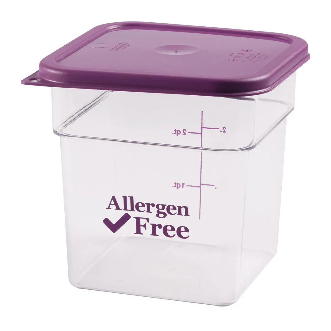 Cambro 4SFSCW441 - 4 Qt Container, 7-1/4" L x 7-1/4" W x 7-3/8" H, Clear PC, Purple Logo, NSF