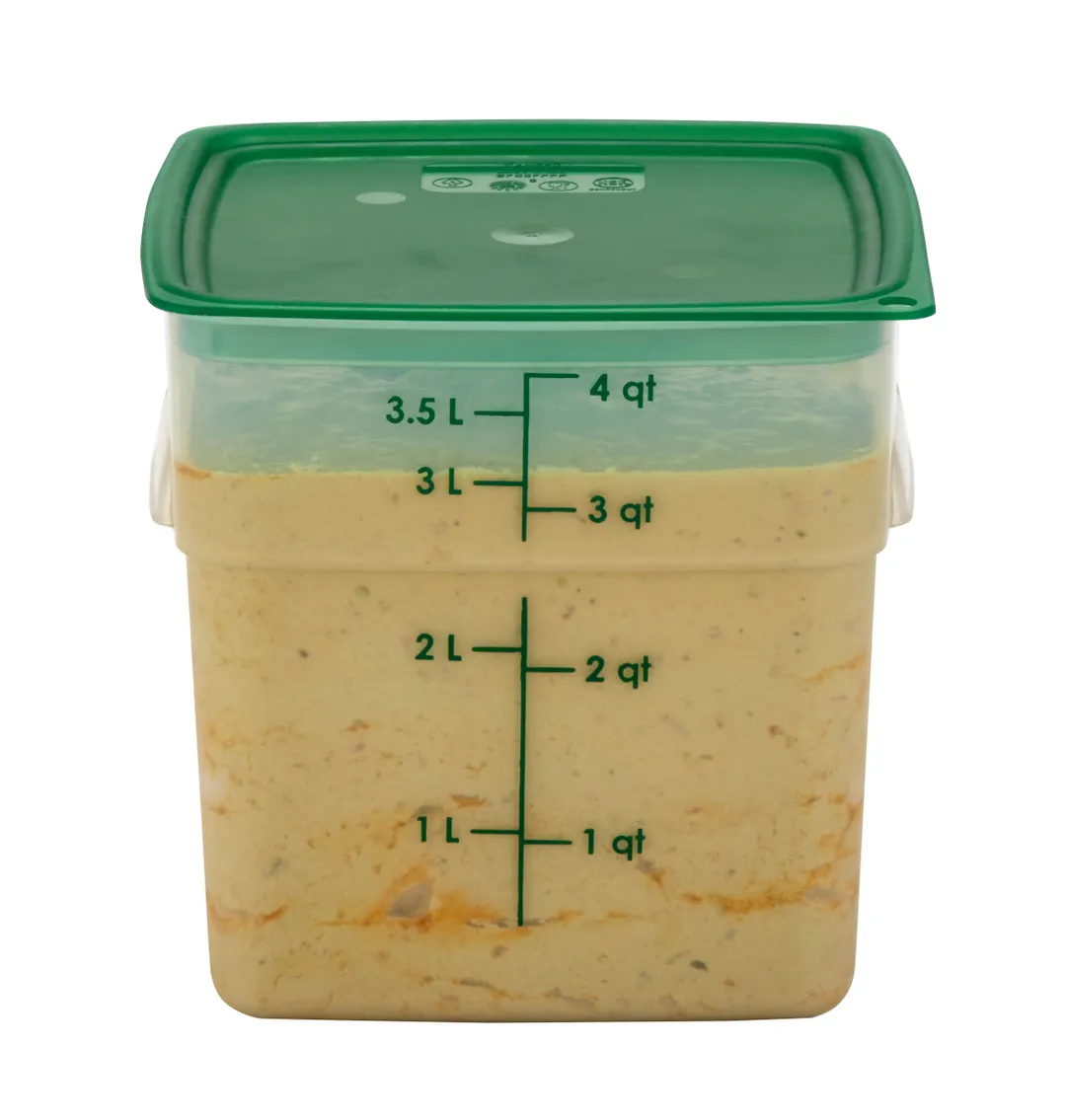 Cambro 4SFSPROPP190 CamSquare 4-Qt Container, 7.5"L x 7.5"W x 7.2"H, Green Polypropylene