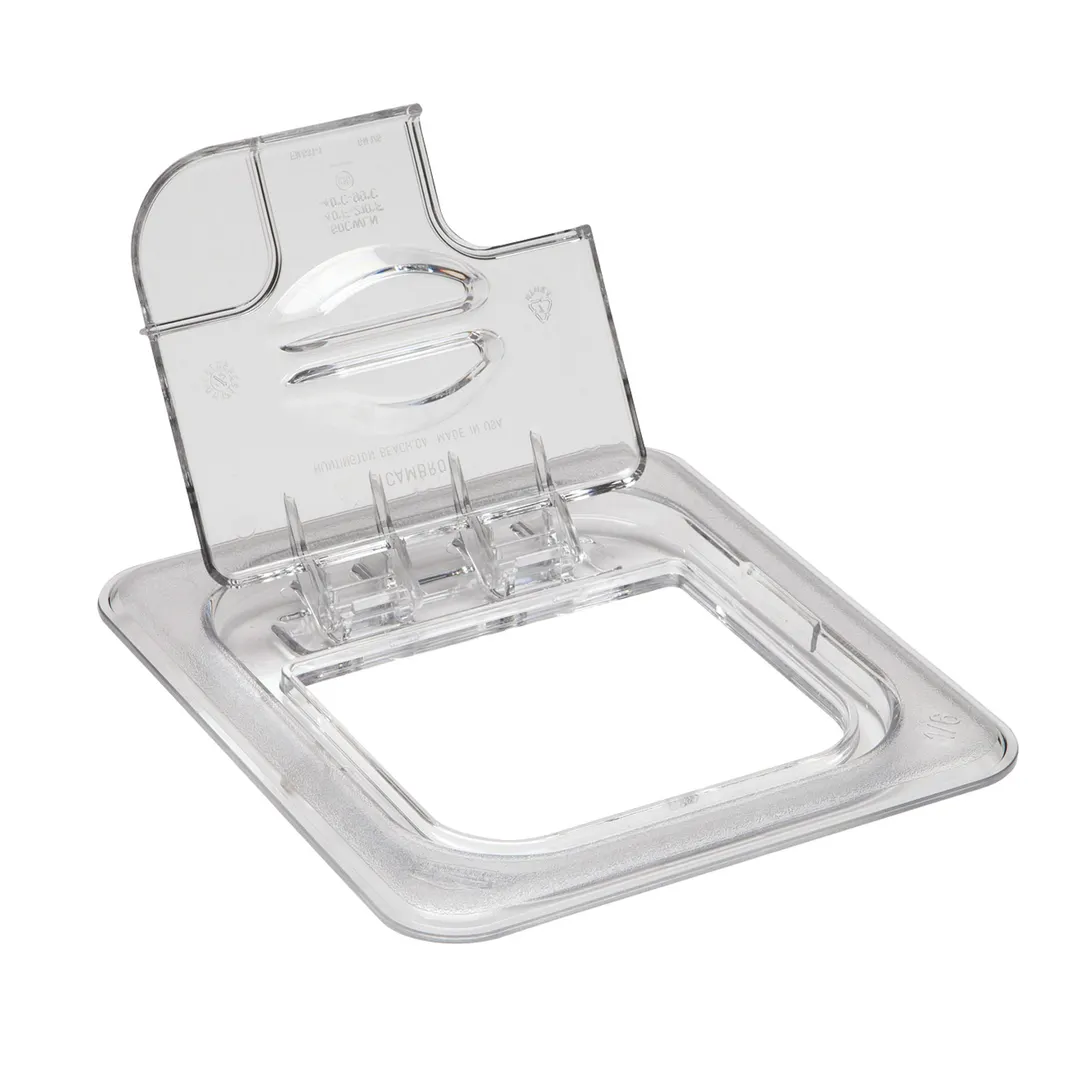 Cambro 60CWLN135 FlipLid Food Pan Cover – 1/6 Size Clear PC Lid, Spoon‑Notched, NSF