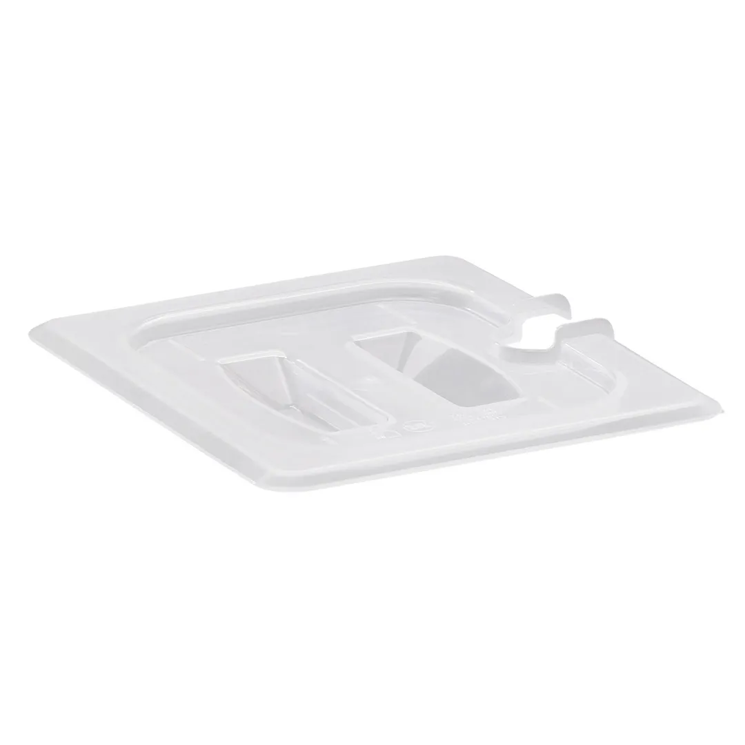 Cambro 60PPCHN190 1/6 Clear Polypropylene Pan Cover with Handle, Spoon‑Notched Slot, NSF