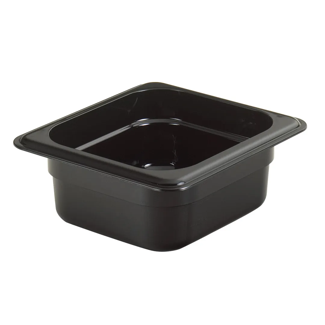 Cambro 62HP110 H-Pan 1/6 Size, 2-1/2" Deep, Black Plastic, -40°F to 375°F, NSF