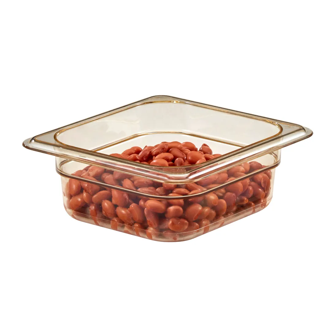 Cambro 62HP150 H‑Pan 1/6 Size, 2‑1/2″ Deep Amber Plastic Pan, Non‑Stick, -40°F to 375°F, NSF