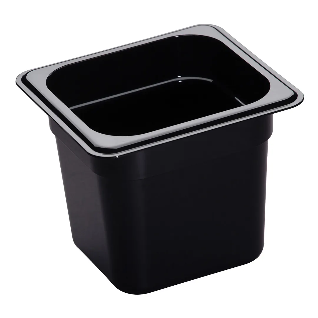 Cambro 66HP110 H‑Pan Food Pan, 1/6 Size, 6" Deep, Black Plastic, -40°F to 375°F, NSF