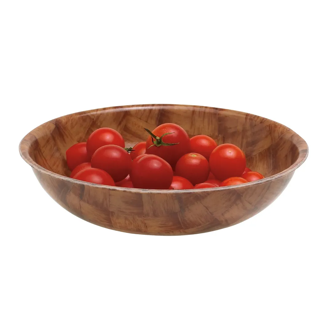 Cambro 6F301 Salad Bowl – 6‑Inch 14.3 Oz, Woodgrain, Basketweave Finish, Dishwasher Safe, Made in USA