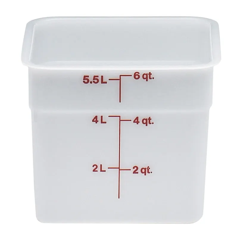Cambro 6SFSP148 CamSquare - 6 Qt, 8-3/8" L x 8-3/8" W x 7-1/4" H, White PE, Container Only