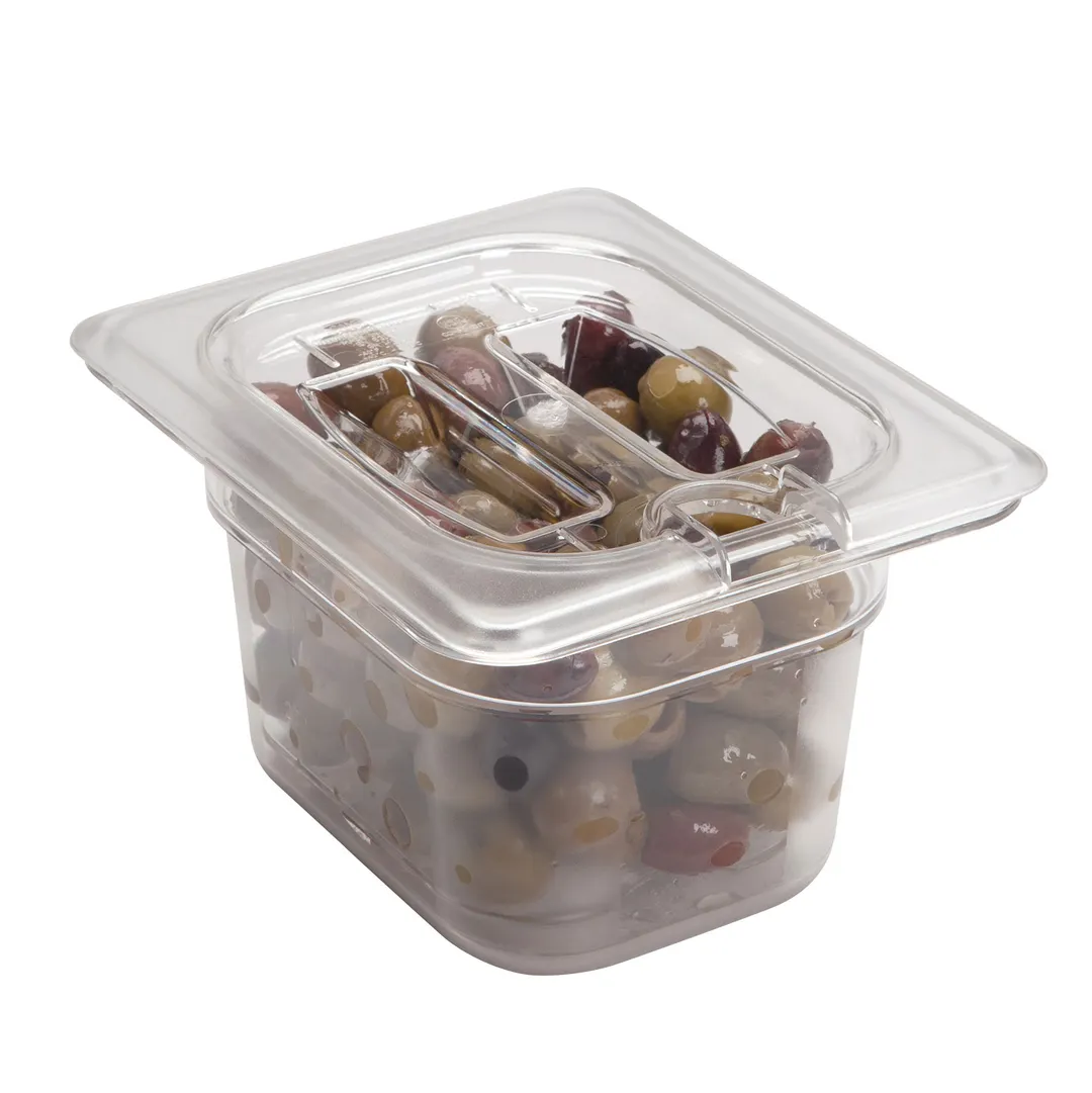 Cambro 80CWCHN135 Pan Cover – 1/8‑Size Clear PC Lid with Handle, Spoon‑Notched Slot, NSF