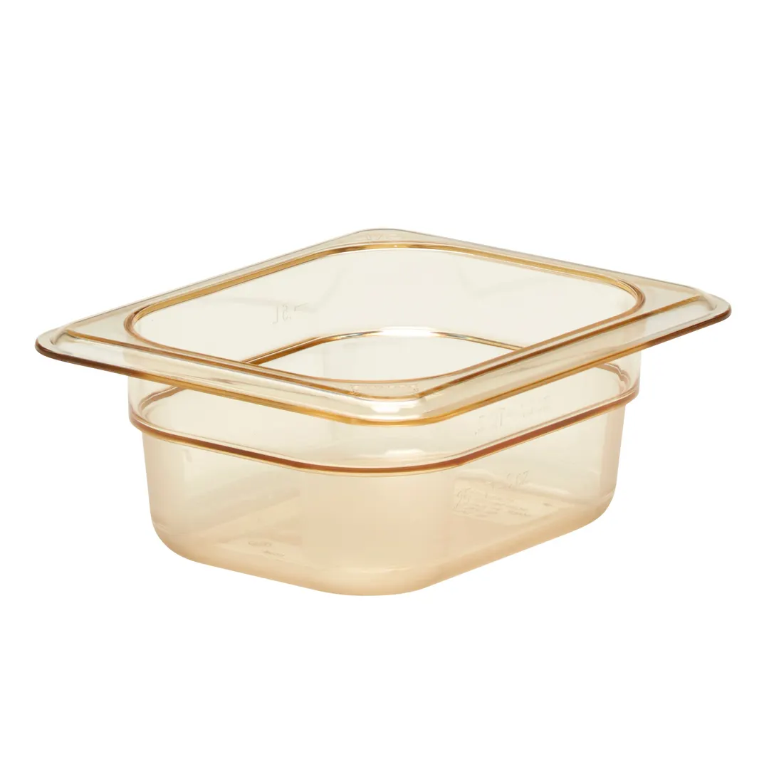 Cambro 82HP150 H‑Pan Food Pan, 1/8 Size, 2‑1/2″ Deep Amber Non‑Stick Plastic, -40°F To 375°F, NSF