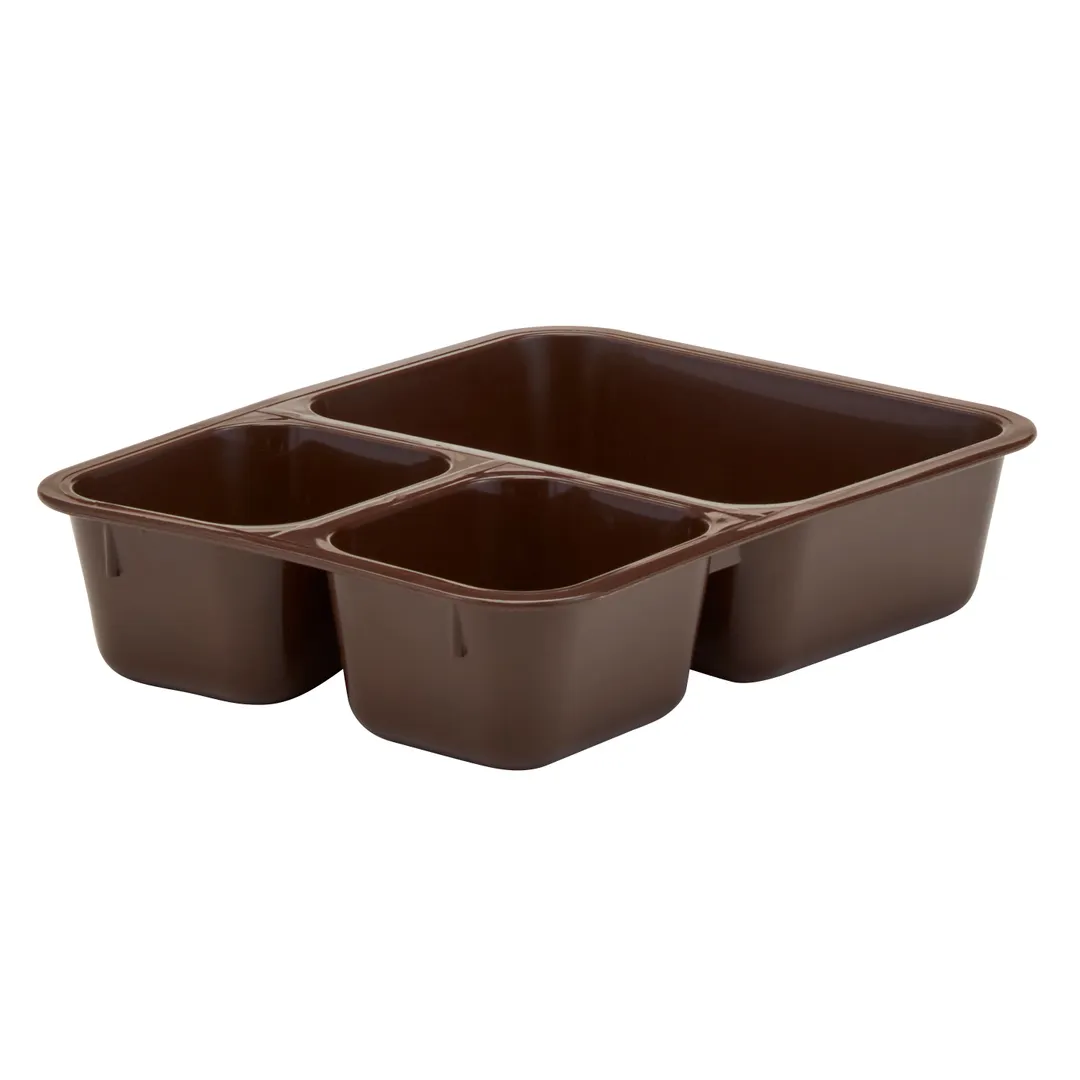 Cambro 853FCP167 - 3-Comp Tray-on-Tray, 8-9/16" x 6-1/4" x 1-7/8" Brown Co-Poly, Dishwasher Safe