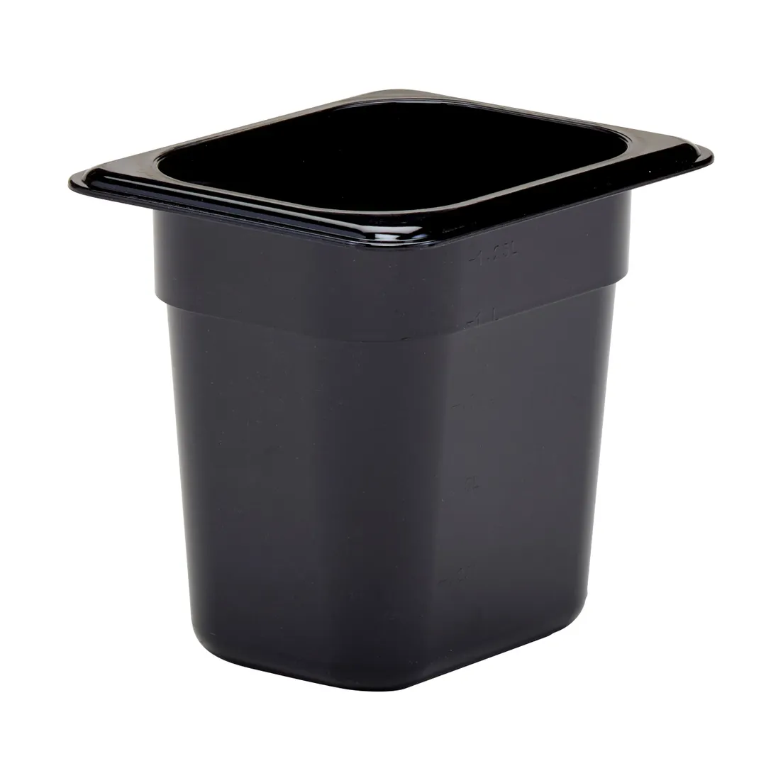 Cambro 86HP110 H‑Pan Pan, 1/8 Size, 6″ Deep, Black Plastic, Non‑Stick, ‑40°F–375°F, NSF
