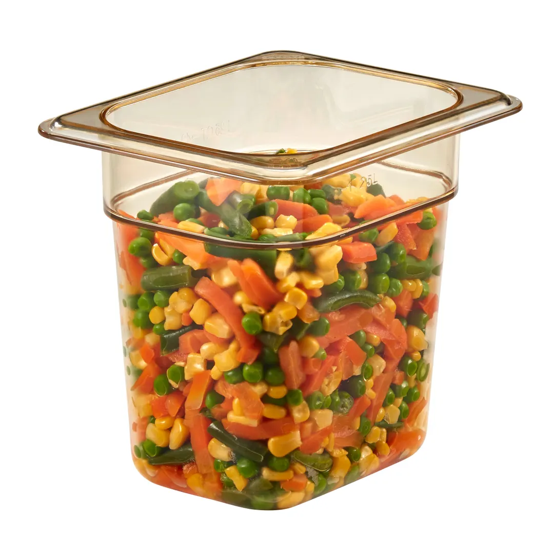 Cambro 86HP150 H‑Pan 1/8 Size, 6″ Deep Amber Food Pan, -40°F to 375°F, NSF