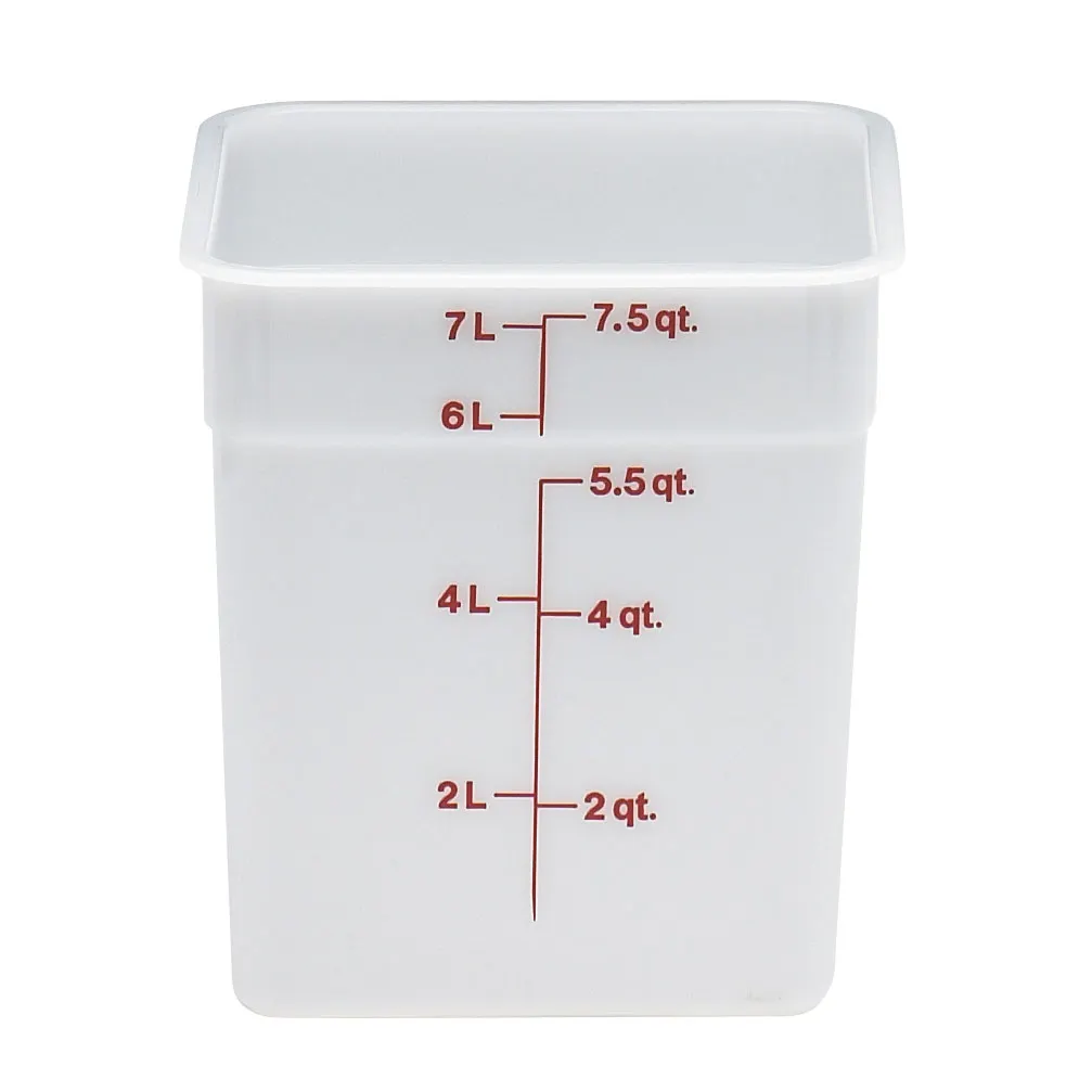 Cambro 8SFSP148 8‑Quart Square Food Container, 8‑3/8", White Polyethylene, NSF