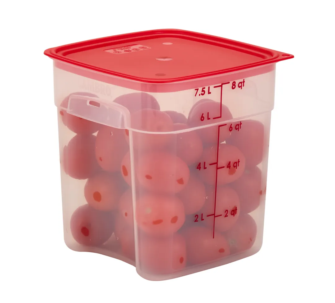 Cambro 8SFSPROPP190 CamSquare 8-Quart Container, 9"L x 9"W x 9.6"H, Clear Polypropylene, NSF