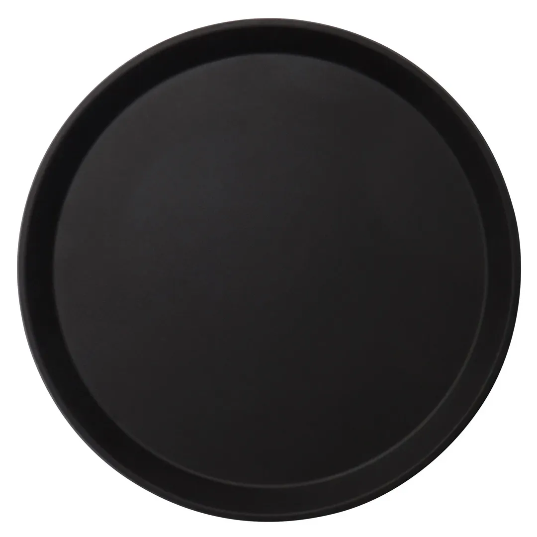 Cambro 900CT110 - 9" Round Non‑Slip Serving Tray, Black Satin Fiberglass, Dishwasher‑Safe, NSF Certified, Made in USA