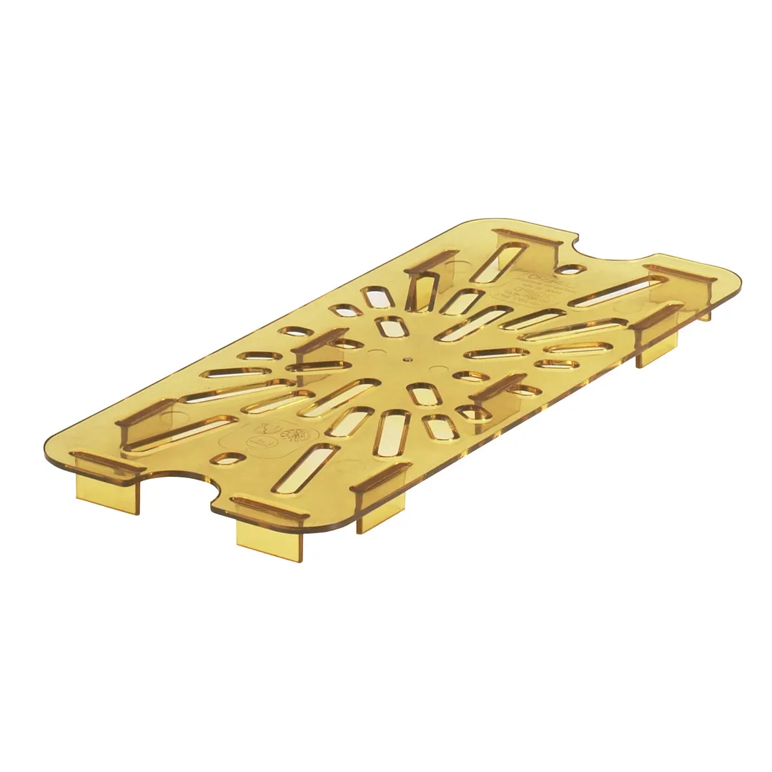 Cambro 90HPD150 H‑Pan Drain Shelf, 1/9‑Size Amber Plastic Pan, -40°F to 300°F, NSF