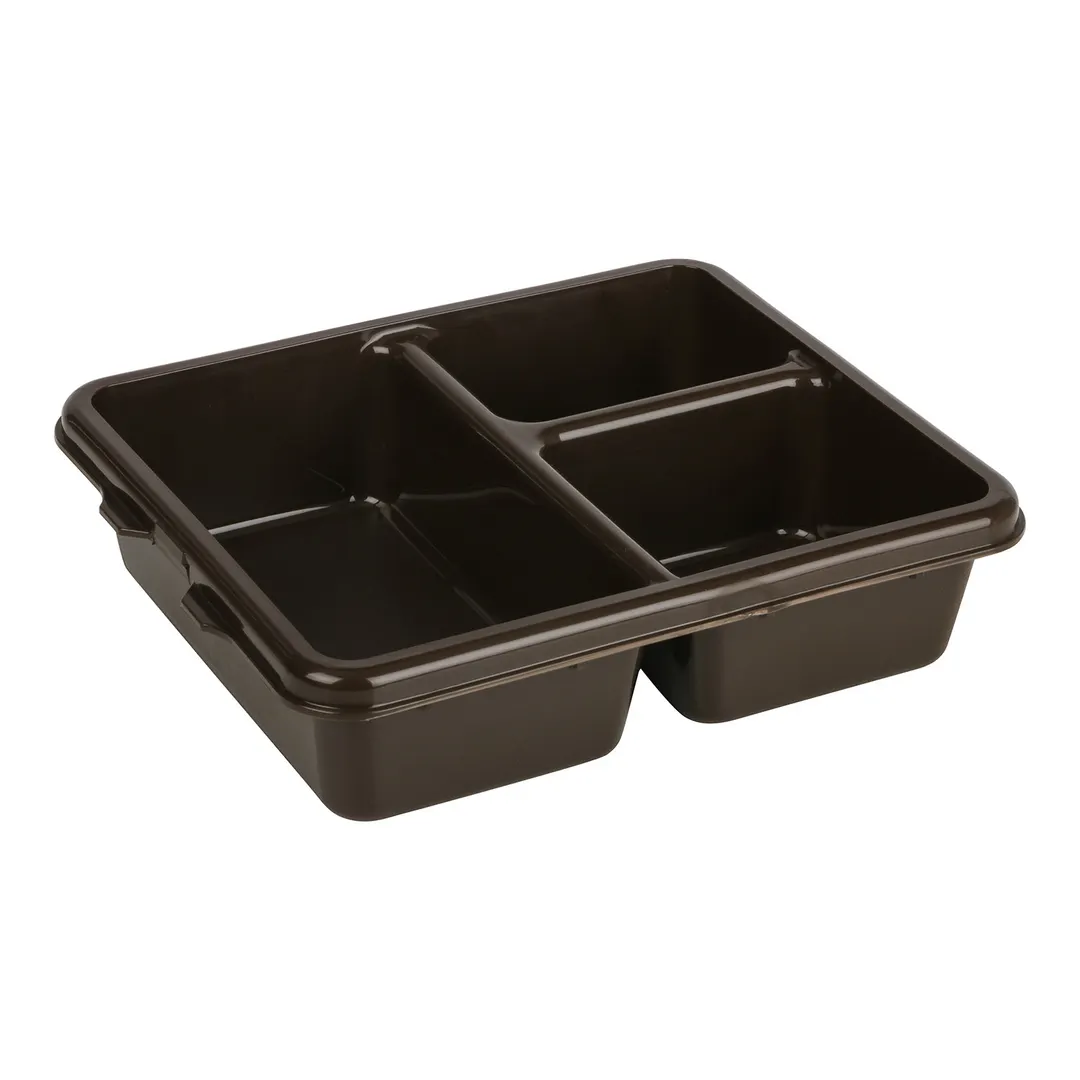 Cambro 9113CP167 3‑Compartment Rectangular Tray, 9" x 11" x 2.6", Brown Co‑Polymer, Dishwasher Safe