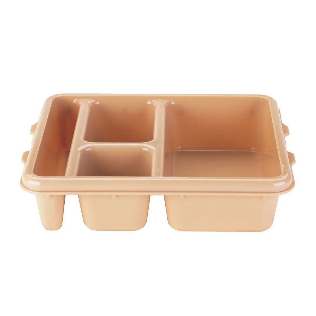 Cambro 9114CW133 - 4-Comp Beige Poly Tray, 9" x 11" x 2-11/16", Flatware, NSF, Dishwasher Safe