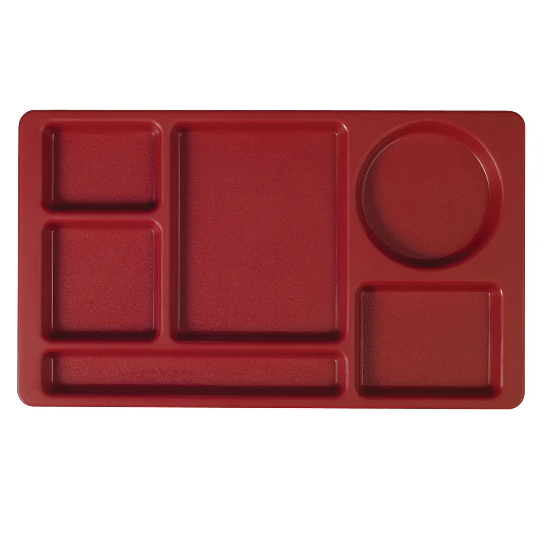 Cambro 915CP416 - 6-Compartment Tray, 8-3/4" x 15" Cranberry Polymer, Dishwasher Safe, EcoSafe