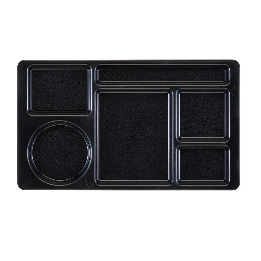 Cambro 915CW110 - 6-Compartment Black Rectangular Tray, 8-3/4" x 15" Polycarbonate, Dishwasher Safe