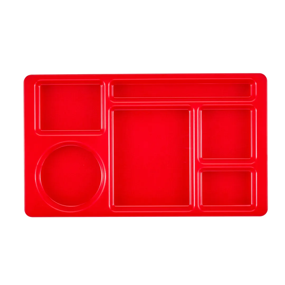 Cambro 915CW404 - 6-Compartment Red Rectangular Tray, 8¾" X 15" Polycarbonate, NSF, EcoSafe