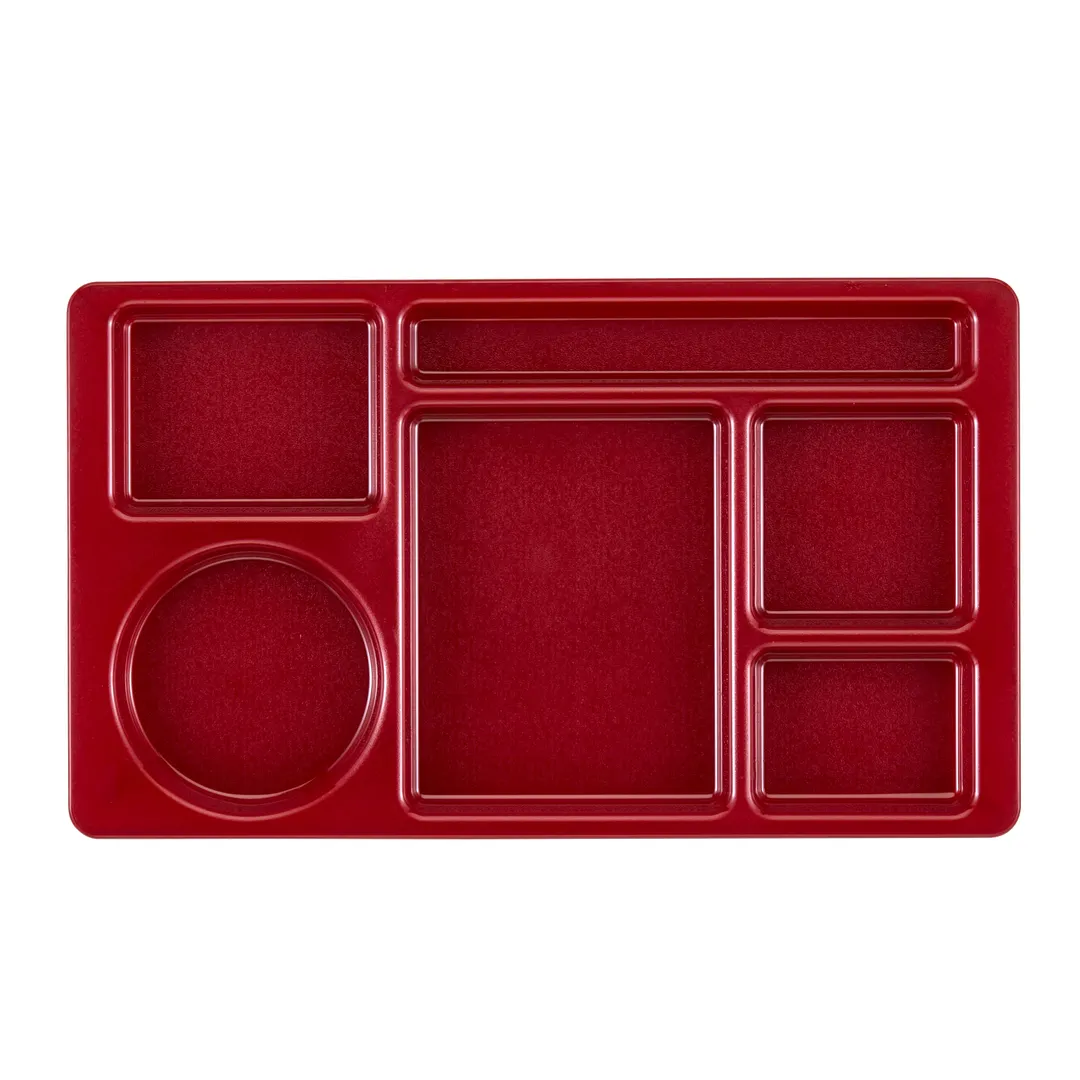Cambro 915CW416 - 6-Compartment Rectangular Tray, 8-3/4" x 15" Polycarbonate, Red, NSF