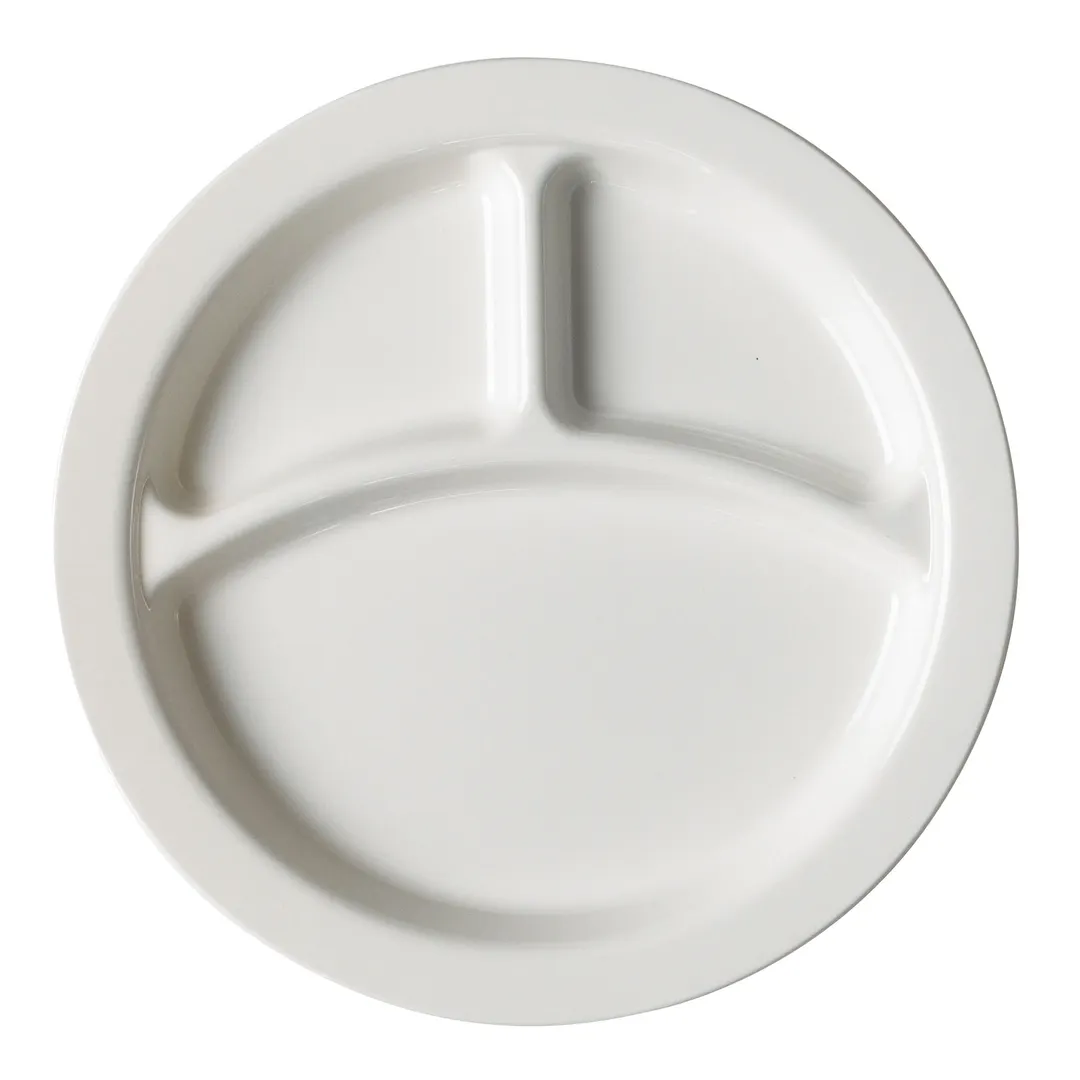 Cambro 93CW148 Plate, 9" Diameter 3‑Compartment White Polycarbonate, NSF‑Listed, Scratch‑Resistant