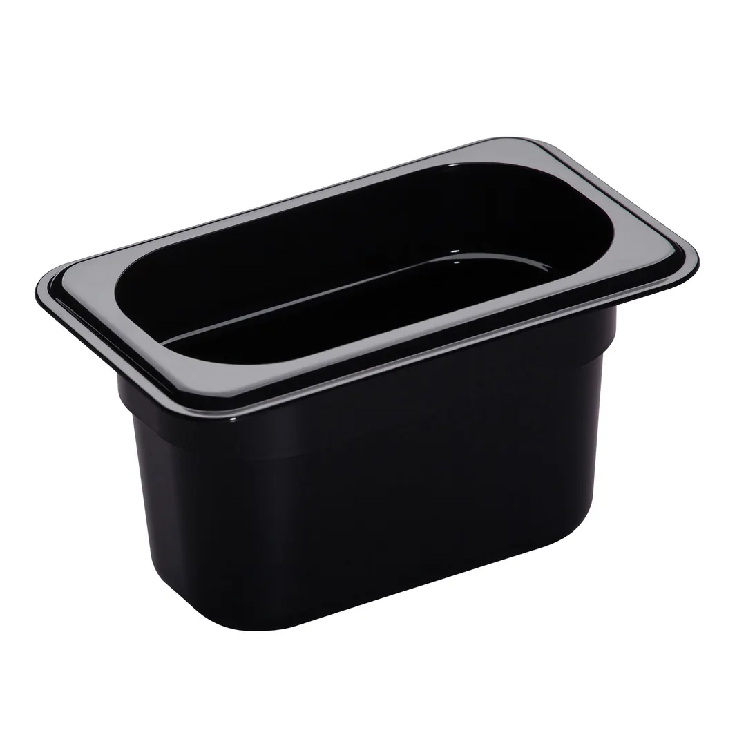 Cambro 94HP110 H‑Pan 1/9 Size, 4" Deep, Black Non‑Stick Plastic Pan, -40°F to 375°F, NSF