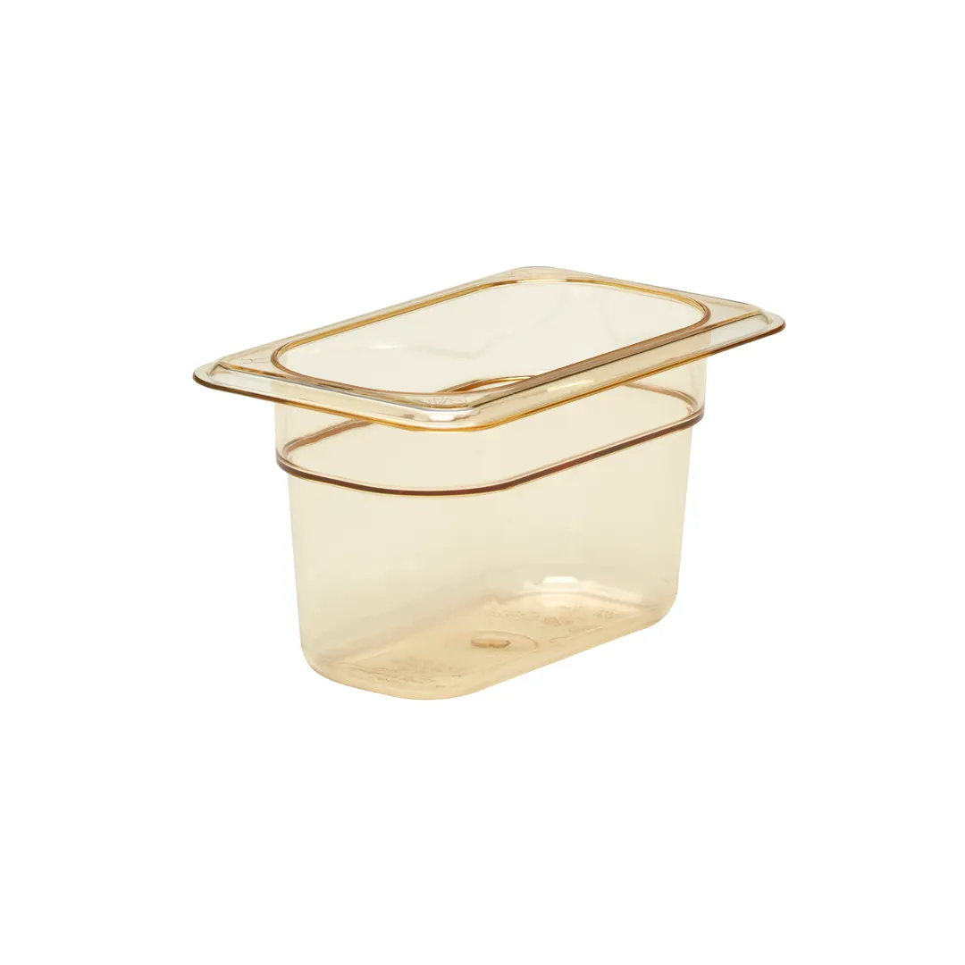 Cambro 94HP150 H‑Pan Food Pan 1/9 Size, 4″ Deep, Amber Plastic, Nonstick, -40°F to 375°F, NSF