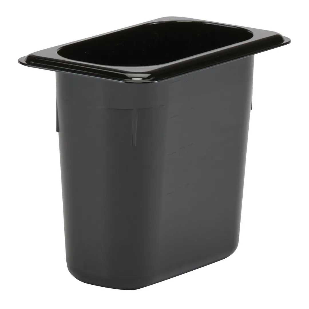 Cambro 96PCW110 Food Pan - 1/9 Size, 1.4 Qt, 6" Deep, Black Polycarbonate, NSF